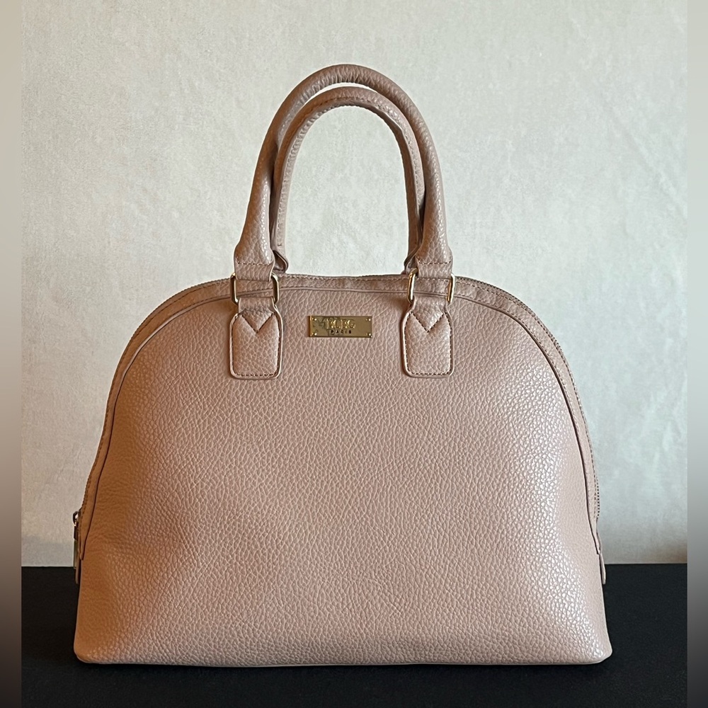 BCBG pebbled leather satchel handbag, Taupe